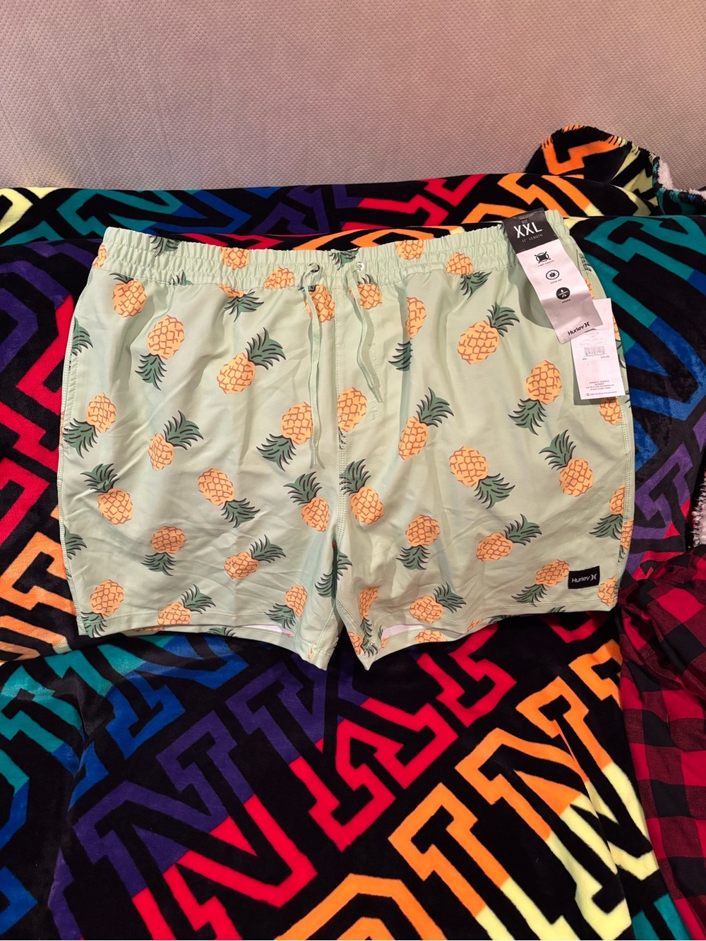 Hurley Mint Swim Trunks with Pineapple Print